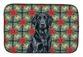 Black Flat-Coated Retriever Christmas PoinsettIas Dish Drying Mat Absorbent Dish Drying Mat Pad for Kitchen Counter Dish Drainer Mat for Countertop, 14 x 21", Multicolor