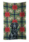 Black Flat-Coated Retriever Christmas PoinsettIas Kitchen Towel Velour Plush Front and Cotton Loop Back Machine Washable