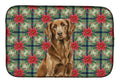Liver Flat-Coated Retriever Christmas PoinsettIas Dish Drying Mat Absorbent Dish Drying Mat Pad for Kitchen Counter Dish Drainer Mat for Countertop, 14 x 21", Multicolor