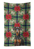 German Pinscher Christmas PoinsettIas Kitchen Towel Velour Plush Front and Cotton Loop Back Machine Washable