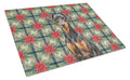 German Pinscher Christmas PoinsettIas Cutting Board Tempered Glass Kitchen Cutting Surface, Heat Resistant Chopping, Non-Slip Feet, Food Prep & Serving