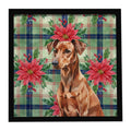 Red German Pinscher Christmas PoinsettIas Framed Metal Print Bathroom, Kitchen, Office, Home Decor Wall Art Ready to Hang, Square, 8X8