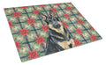 Black and Tan German Shepherd Christmas PoinsettIas Cutting Board Tempered Glass Kitchen Cutting Surface, Heat Resistant Chopping, Non-Slip Feet, Food Prep & Serving