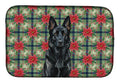 Black German Shepherd Christmas PoinsettIas Dish Drying Mat Absorbent Dish Drying Mat Pad for Kitchen Counter Dish Drainer Mat for Countertop, 14 x 21", Multicolor