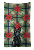 Black German Shepherd Christmas PoinsettIas Kitchen Towel Velour Plush Front and Cotton Loop Back Machine Washable