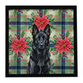 Black German Shepherd Christmas PoinsettIas Framed Metal Print Bathroom, Kitchen, Office, Home Decor Wall Art Ready to Hang, Square, 8X8