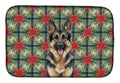 German Shepherd Christmas PoinsettIas Dish Drying Mat Absorbent Dish Drying Mat Pad for Kitchen Counter Dish Drainer Mat for Countertop, 14 x 21", Multicolor