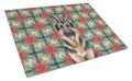 German Shepherd Christmas PoinsettIas Cutting Board Tempered Glass Kitchen Cutting Surface, Heat Resistant Chopping, Non-Slip Feet, Food Prep & Serving
