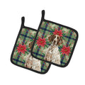 German Shorthaired Pointer Christmas PoinsettIas Pot Holder Set of 2 Heat Resistant Quilted Hot Pads 7.5 x 7.5 Inch, Insulated Kitchen Trivets for Cooking & Baking