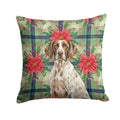 German Shorthaired Pointer Christmas PoinsettIas Decorative Throw Pillow 18x18 Indoor Outdoor Accent Cushion, Fabric Cover with Insert for Sofa, Bed, Porch & Living Room