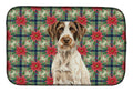 Liver and White German Wirehaired Pointer Christmas PoinsettIas Dish Drying Mat Absorbent Dish Drying Mat Pad for Kitchen Counter Dish Drainer Mat for Countertop, 14 x 21", Multicolor