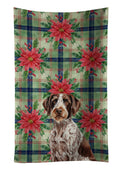 Roan German Wirehaired Pointer Christmas PoinsettIas Kitchen Towel Velour Plush Front and Cotton Loop Back Machine Washable