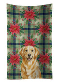 Golden Retriever Christmas PoinsettIas Kitchen Towel Velour Plush Front and Cotton Loop Back Machine Washable