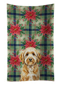 Goldendoodle Christmas PoinsettIas Kitchen Towel Velour Plush Front and Cotton Loop Back Machine Washable