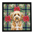 Goldendoodle Christmas PoinsettIas Framed Metal Print Bathroom, Kitchen, Office, Home Decor Wall Art Ready to Hang, Square, 8X8