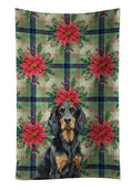 Gordon Setter Christmas PoinsettIas Kitchen Towel Velour Plush Front and Cotton Loop Back Machine Washable