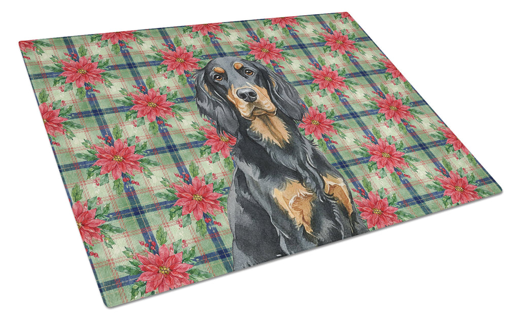 Gordon Setter Christmas PoinsettIas Cutting Board Tempered Glass Kitchen Cutting Surface, Heat Resistant Chopping, Non-Slip Feet, Food Prep & Serving