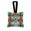 Blue Great Dane Christmas PoinsettIas Hanging Square Fabric Ornament 3.5 � 3.5 Decorative Door-Knob & Tree Hanger, Soft Fabric
