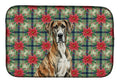 Brindle Great Dane Christmas PoinsettIas Dish Drying Mat Absorbent Dish Drying Mat Pad for Kitchen Counter Dish Drainer Mat for Countertop, 14 x 21", Multicolor