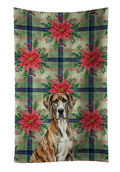 Brindle Great Dane Christmas PoinsettIas Kitchen Towel Velour Plush Front and Cotton Loop Back Machine Washable