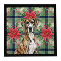 Brindle Great Dane Christmas PoinsettIas Framed Metal Print Bathroom, Kitchen, Office, Home Decor Wall Art Ready to Hang, Square, 8X8