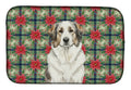 Badger Great Pyrenees Christmas PoinsettIas Dish Drying Mat Absorbent Dish Drying Mat Pad for Kitchen Counter Dish Drainer Mat for Countertop, 14 x 21", Multicolor