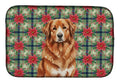 Reddish Brown Great Pyrenees Christmas PoinsettIas Dish Drying Mat Absorbent Dish Drying Mat Pad for Kitchen Counter Dish Drainer Mat for Countertop, 14 x 21", Multicolor