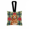 Reddish Brown Great Pyrenees Christmas PoinsettIas Hanging Square Fabric Ornament 3.5 � 3.5 Decorative Door-Knob & Tree Hanger, Soft Fabric