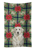 White Great Pyrenees Christmas PoinsettIas Kitchen Towel Velour Plush Front and Cotton Loop Back Machine Washable