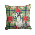 Black and White Greyhound Christmas PoinsettIas Decorative Throw Pillow 18x18 Indoor Outdoor Accent Cushion, Fabric Cover with Insert for Sofa, Bed, Porch & Living Room