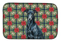 Black Greyhound Christmas PoinsettIas Dish Drying Mat Absorbent Dish Drying Mat Pad for Kitchen Counter Dish Drainer Mat for Countertop, 14 x 21", Multicolor