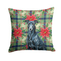 Black Greyhound Christmas PoinsettIas Decorative Throw Pillow 18x18 Indoor Outdoor Accent Cushion, Fabric Cover with Insert for Sofa, Bed, Porch & Living Room