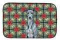 Blue Brindle Greyhound Christmas PoinsettIas Dish Drying Mat Absorbent Dish Drying Mat Pad for Kitchen Counter Dish Drainer Mat for Countertop, 14 x 21", Multicolor