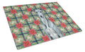 Blue Brindle Greyhound Christmas PoinsettIas Cutting Board Tempered Glass Kitchen Cutting Surface, Heat Resistant Chopping, Non-Slip Feet, Food Prep & Serving