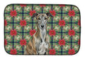 Brindle Greyhound Christmas PoinsettIas Dish Drying Mat Absorbent Dish Drying Mat Pad for Kitchen Counter Dish Drainer Mat for Countertop, 14 x 21", Multicolor