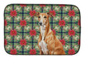 Red Greyhound Christmas PoinsettIas Dish Drying Mat Absorbent Dish Drying Mat Pad for Kitchen Counter Dish Drainer Mat for Countertop, 14 x 21", Multicolor