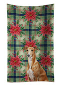 Red Greyhound Christmas PoinsettIas Kitchen Towel Velour Plush Front and Cotton Loop Back Machine Washable
