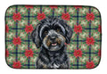 Black Havanese Christmas PoinsettIas Dish Drying Mat Absorbent Dish Drying Mat Pad for Kitchen Counter Dish Drainer Mat for Countertop, 14 x 21", Multicolor