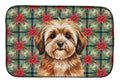Sable Havanese Christmas PoinsettIas Dish Drying Mat Absorbent Dish Drying Mat Pad for Kitchen Counter Dish Drainer Mat for Countertop, 14 x 21", Multicolor
