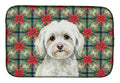 White Havanese Christmas PoinsettIas Dish Drying Mat Absorbent Dish Drying Mat Pad for Kitchen Counter Dish Drainer Mat for Countertop, 14 x 21", Multicolor