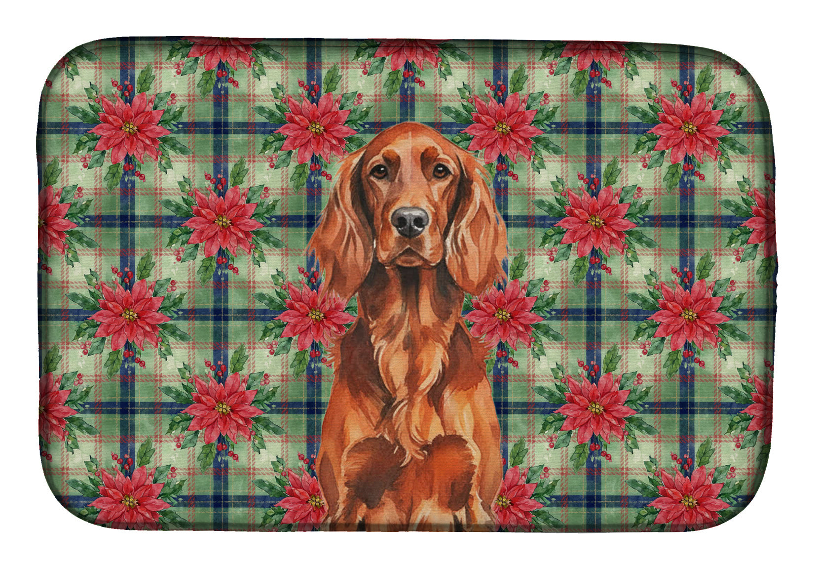 Irish Setter Christmas PoinsettIas Dish Drying Mat Absorbent Dish Drying Mat Pad for Kitchen Counter Dish Drainer Mat for Countertop, 14 x 21", Multicolor