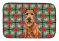 Irish Terrier Christmas PoinsettIas Dish Drying Mat Absorbent Dish Drying Mat Pad for Kitchen Counter Dish Drainer Mat for Countertop, 14 x 21", Multicolor