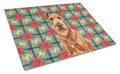 Irish Terrier Christmas PoinsettIas Cutting Board Tempered Glass Kitchen Cutting Surface, Heat Resistant Chopping, Non-Slip Feet, Food Prep & Serving