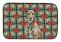 Brindle Irish Wolfhound Christmas PoinsettIas Dish Drying Mat Absorbent Dish Drying Mat Pad for Kitchen Counter Dish Drainer Mat for Countertop, 14 x 21", Multicolor