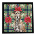 Brindle Irish Wolfhound Christmas PoinsettIas Framed Metal Print Bathroom, Kitchen, Office, Home Decor Wall Art Ready to Hang, Square, 8X8