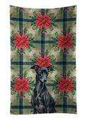Black Italian Greyhound Christmas PoinsettIas Kitchen Towel Velour Plush Front and Cotton Loop Back Machine Washable