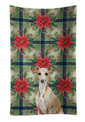 Fawn Italian Greyhound Christmas PoinsettIas Kitchen Towel Velour Plush Front and Cotton Loop Back Machine Washable