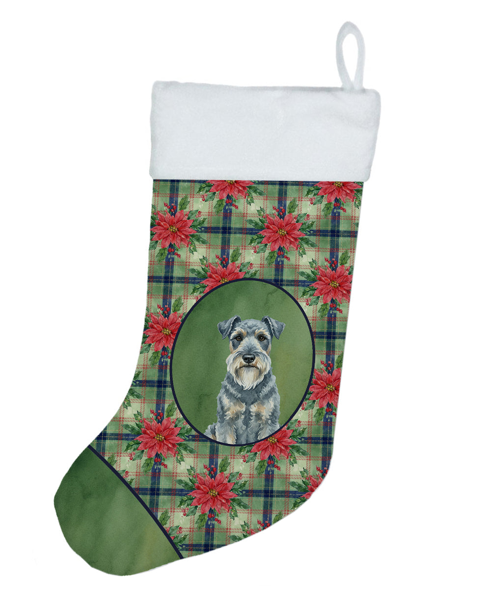 Kerry Blue Terrier Christmas PoinsettIas Holiday Stocking Double-Sided Print, Polyester Suede,11x18, Made in USA