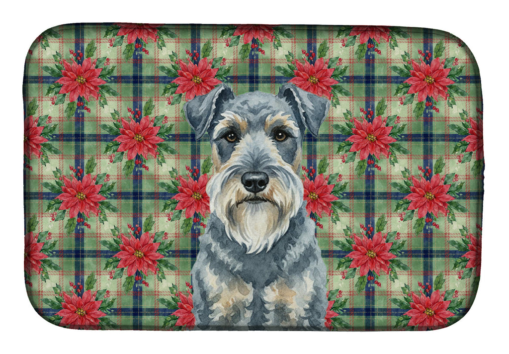 Kerry Blue Terrier Christmas PoinsettIas Dish Drying Mat Absorbent Dish Drying Mat Pad for Kitchen Counter Dish Drainer Mat for Countertop, 14 x 21", Multicolor