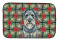 Kerry Blue Terrier Christmas PoinsettIas Dish Drying Mat Absorbent Dish Drying Mat Pad for Kitchen Counter Dish Drainer Mat for Countertop, 14 x 21", Multicolor